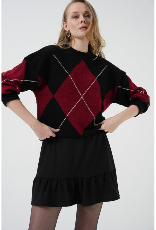 1884 Desenli Viskon Mini Etek