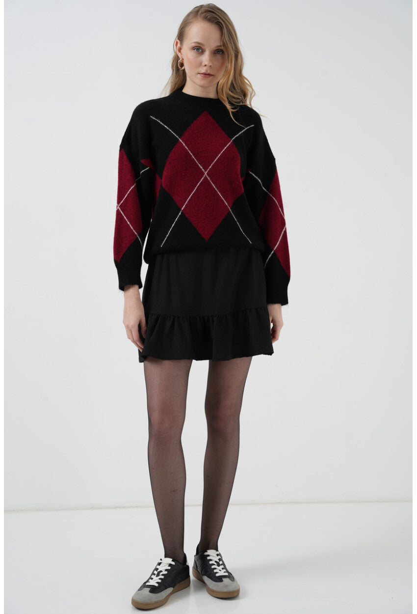 1884 Desenli Viskon Mini Etek