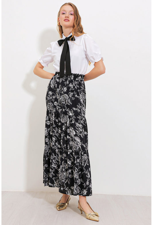 1898 Desenli Uzun Etek