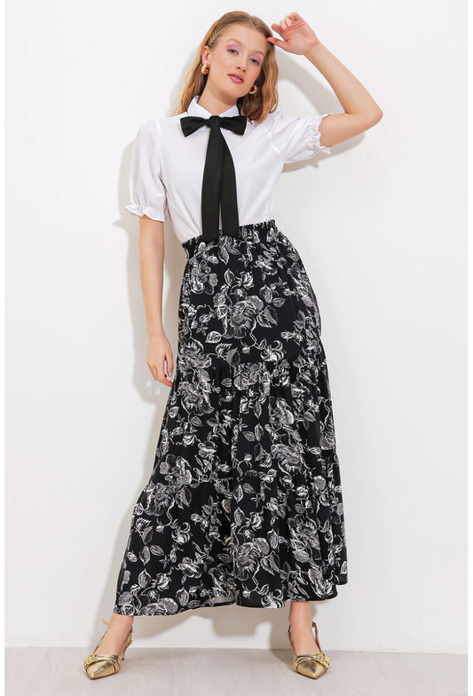 1898 Desenli Uzun Etek
