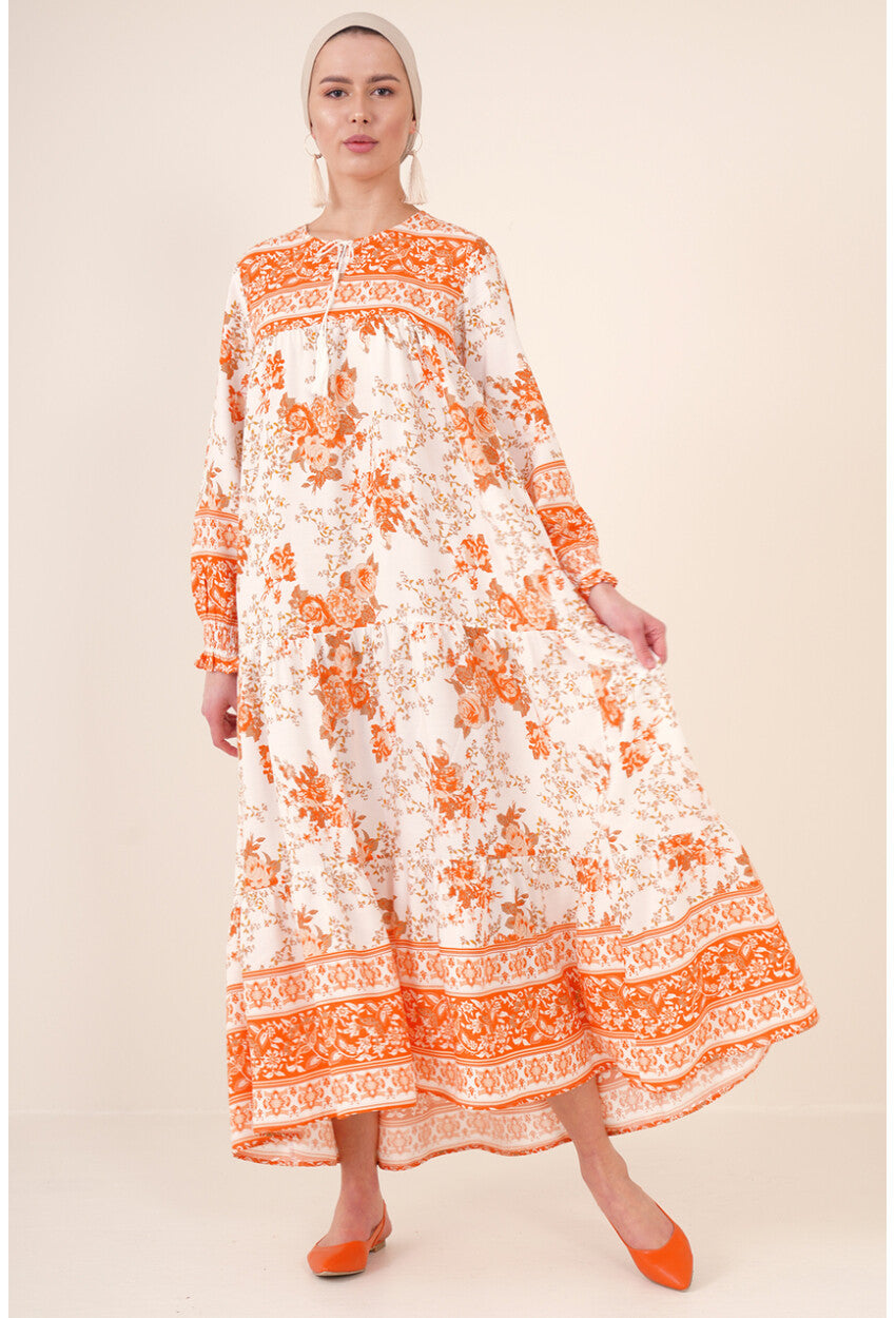 1947 Desenli Uzun Elbise