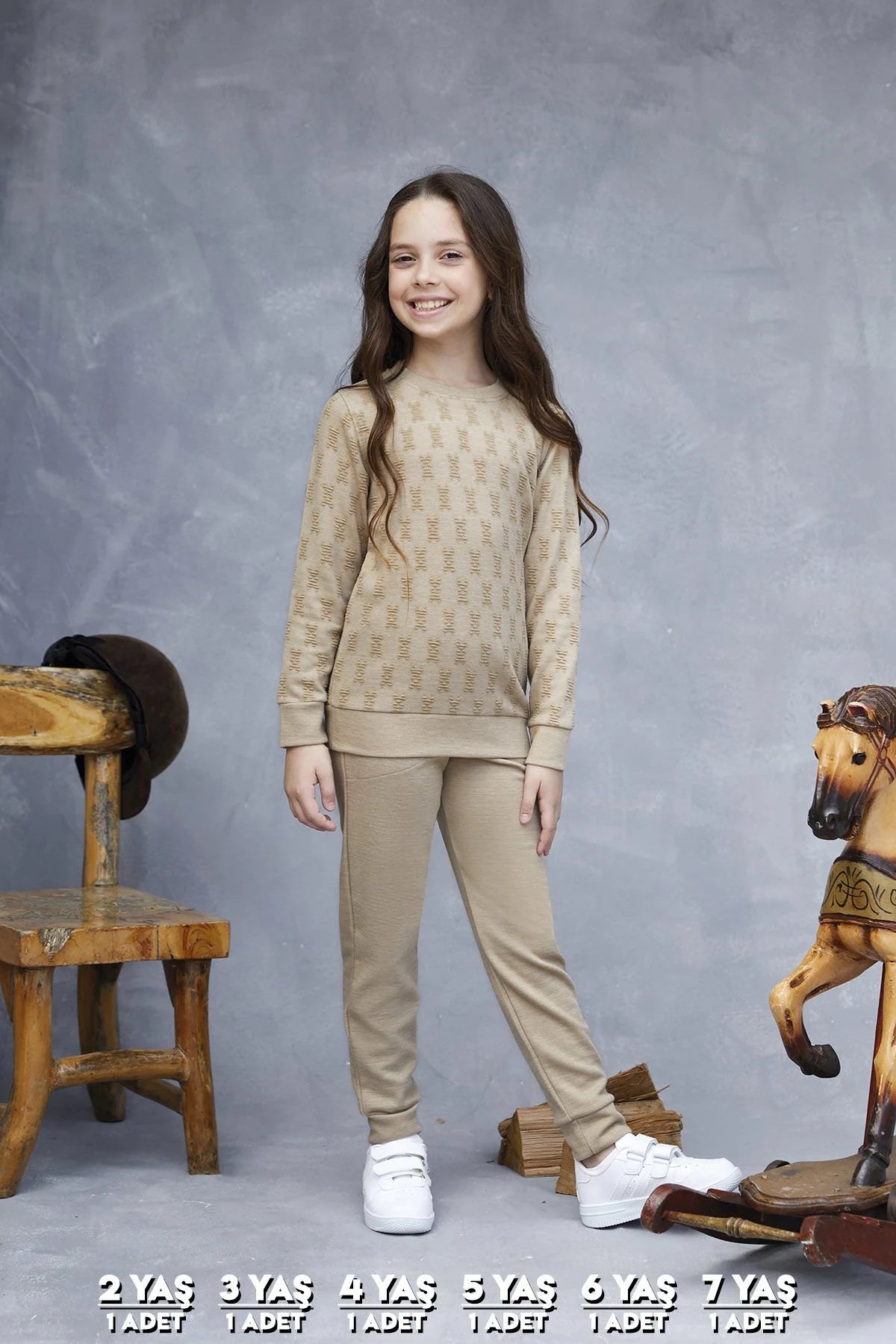 Elsima 3176 qizlar uchun uzun yengli pijama to'plami