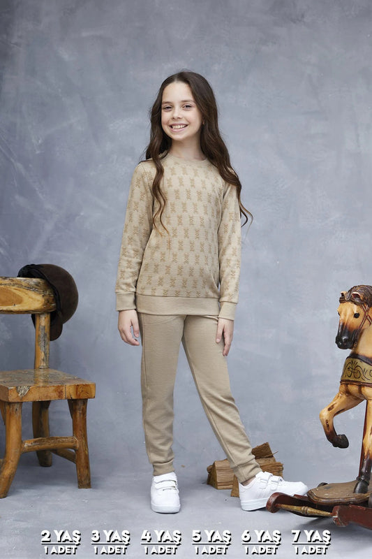 Elsima 3176 qizlar uchun uzun yengli pijama to'plami