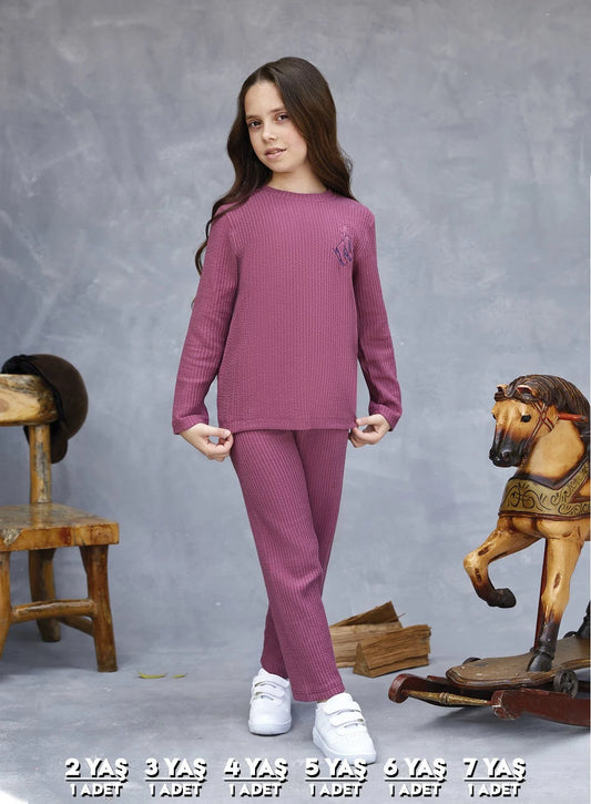 Elsima 3178 Qizlar uchun uzun yengli pijama to'plami