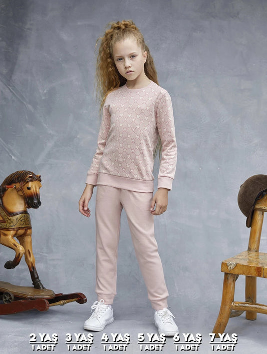 Elsima 3183 qizlar uchun uzun yengli pijama to'plami