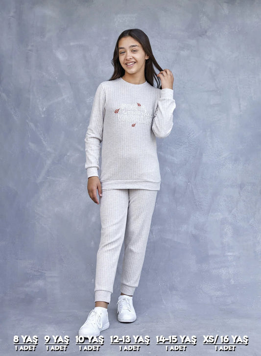 Elsima 3195 Qizlar uchun uzun yengli pijama to'plami