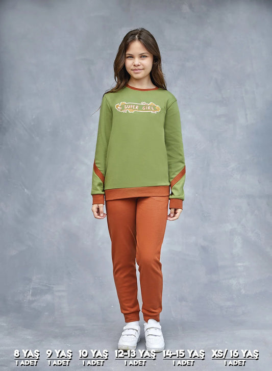 Elsima 3193 Qizlar uchun uzun yengli pijama to'plami