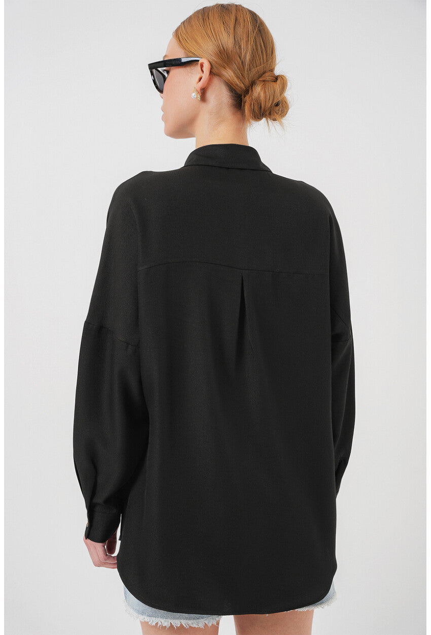 20126 Oversize Keten Gömlek