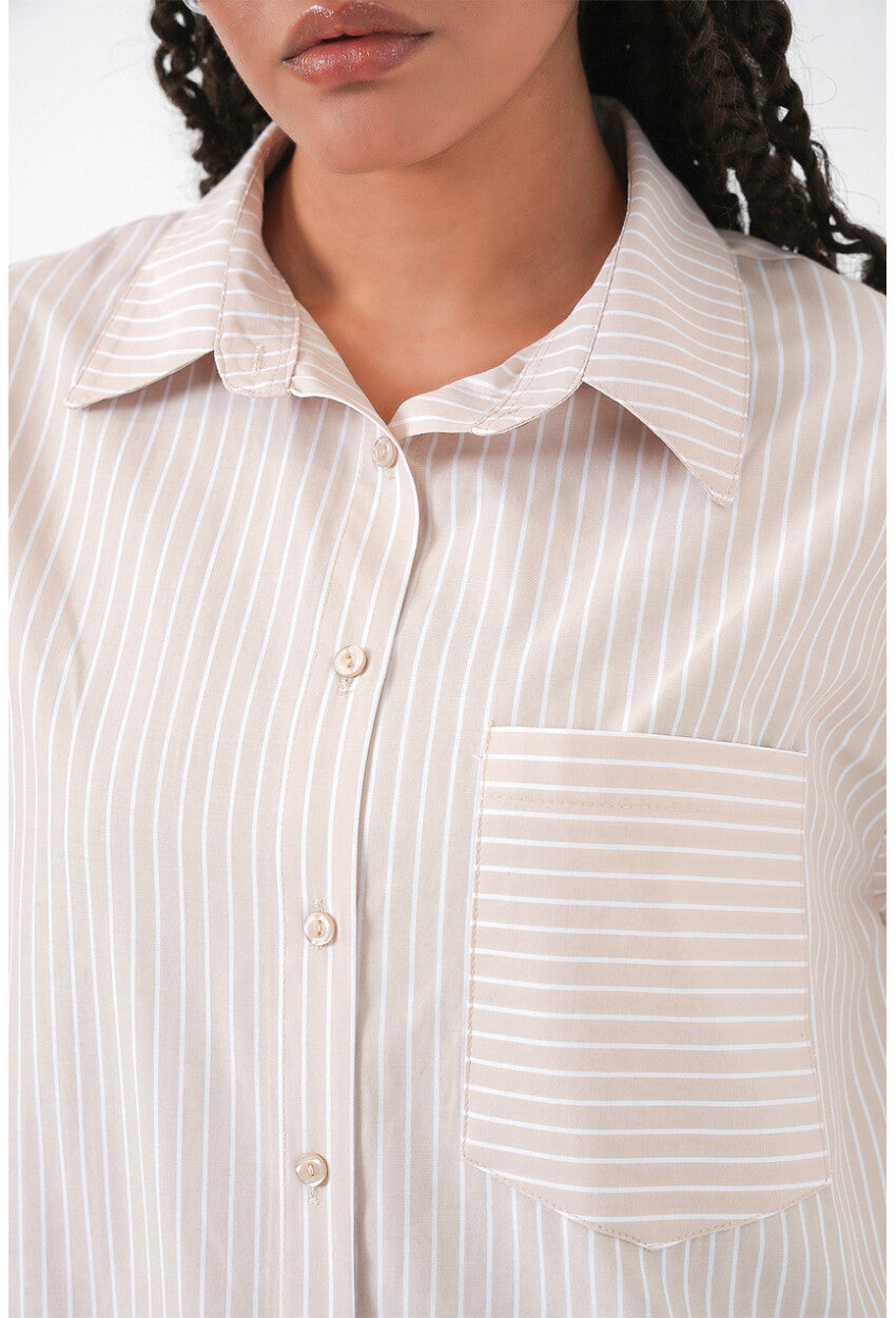 20205 Çizgili Oversize Gömlek