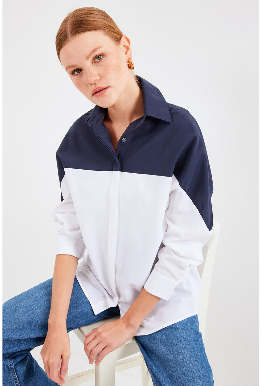 20221 Blok Renkli Oversize Gömlek