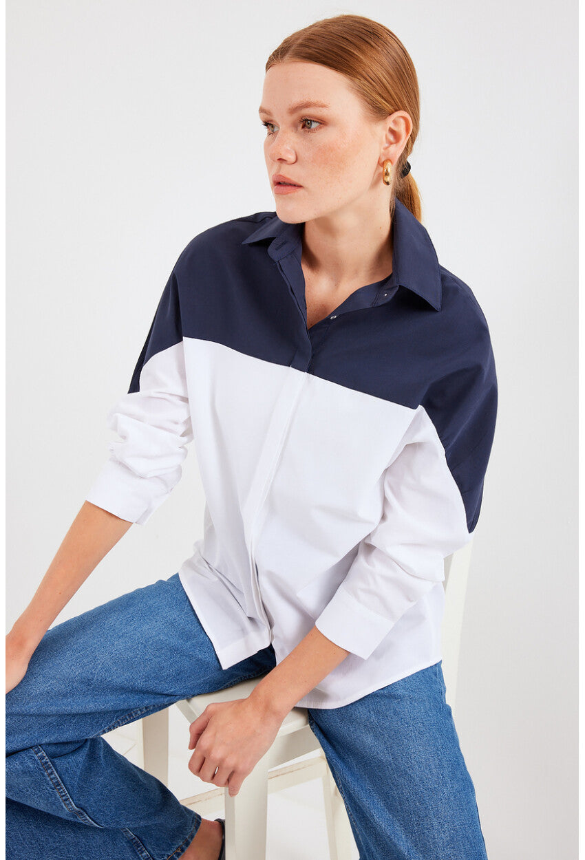 20221 Blok Renkli Oversize Gömlek