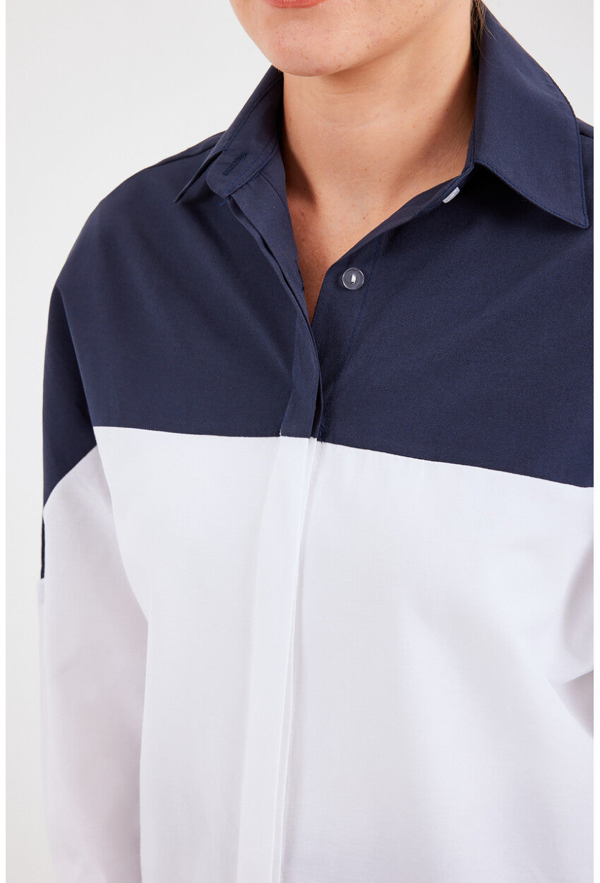 20221 Blok Renkli Oversize Gömlek