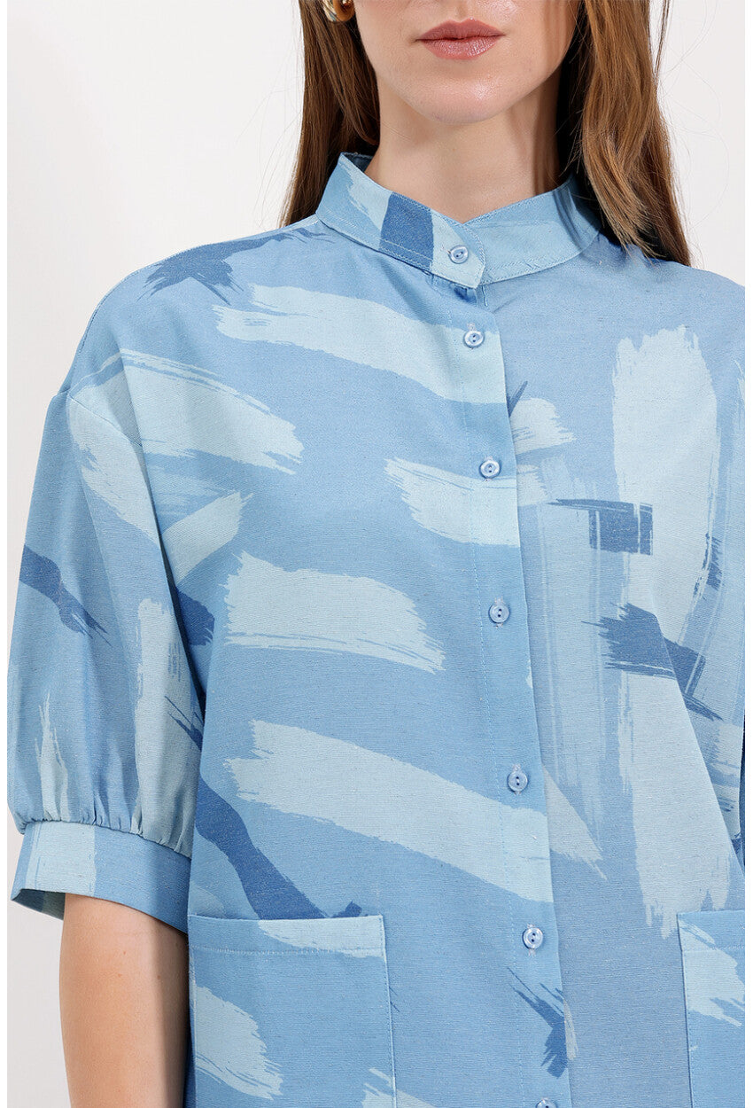 20226 Desenli Oversize Gömlek