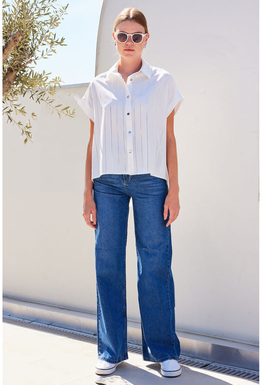 20262 Kısa Kol Çizgili Gömlek