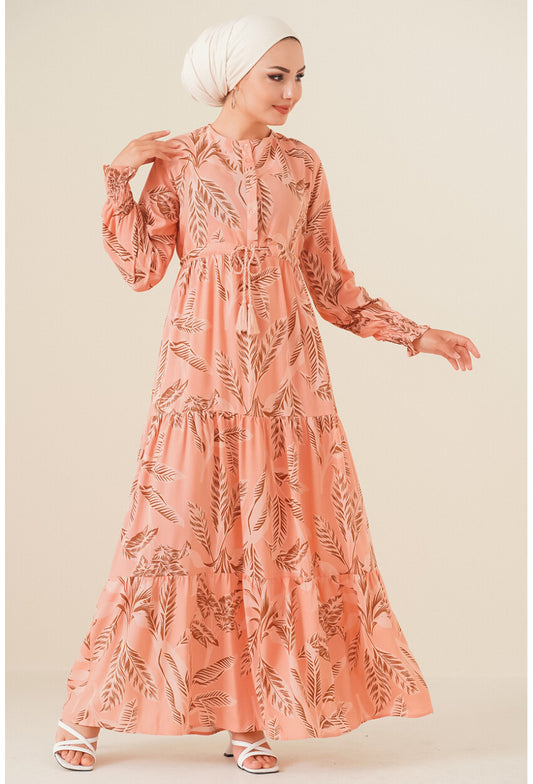 2145 Desenli Tesettür Elbise