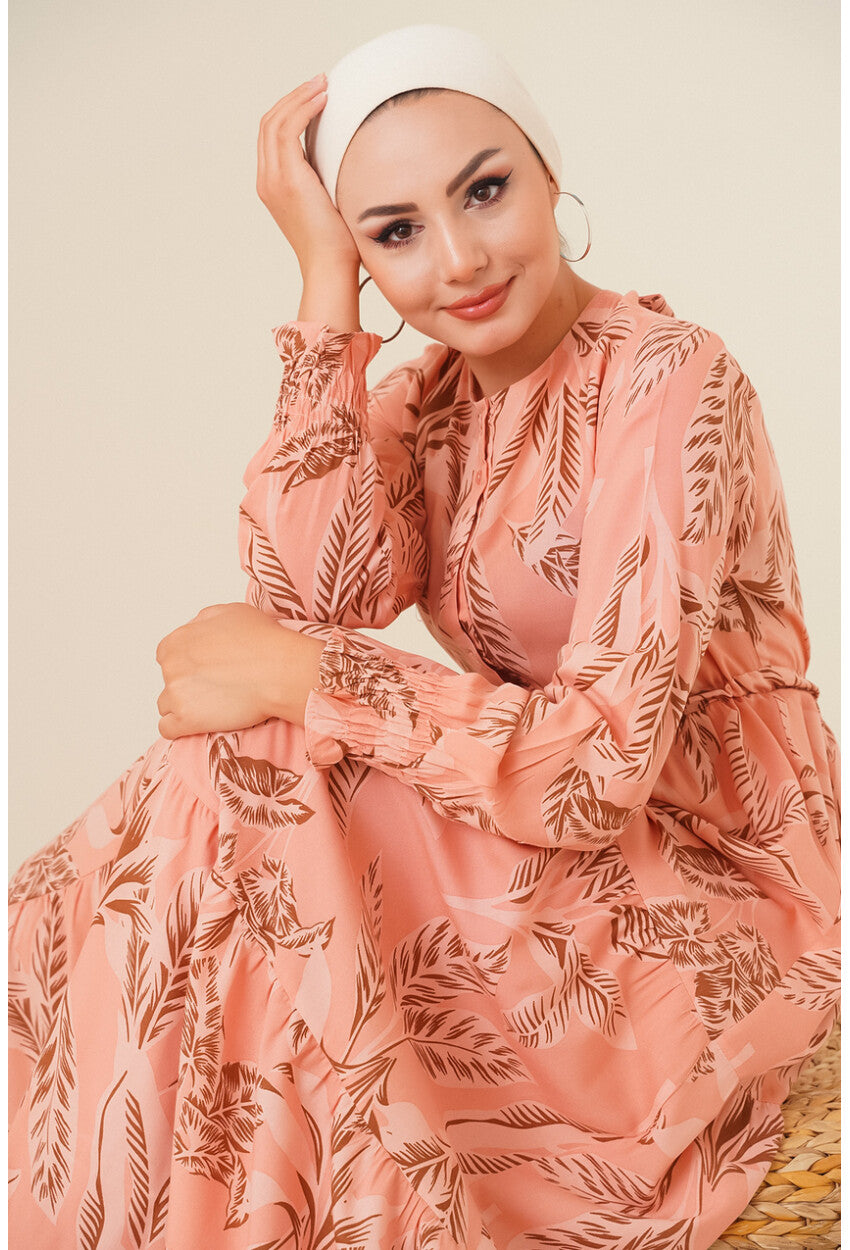 2145 Desenli Tesettür Elbise