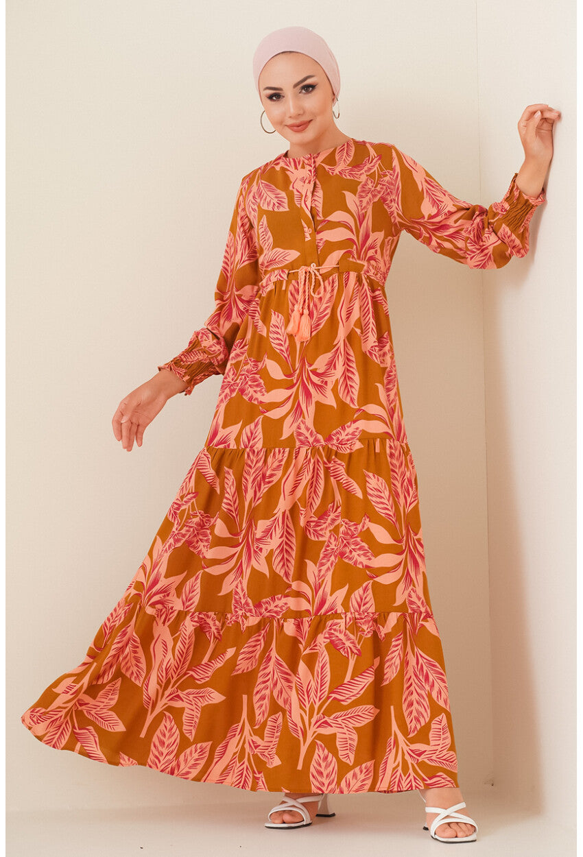 2145 Desenli Tesettür Elbise