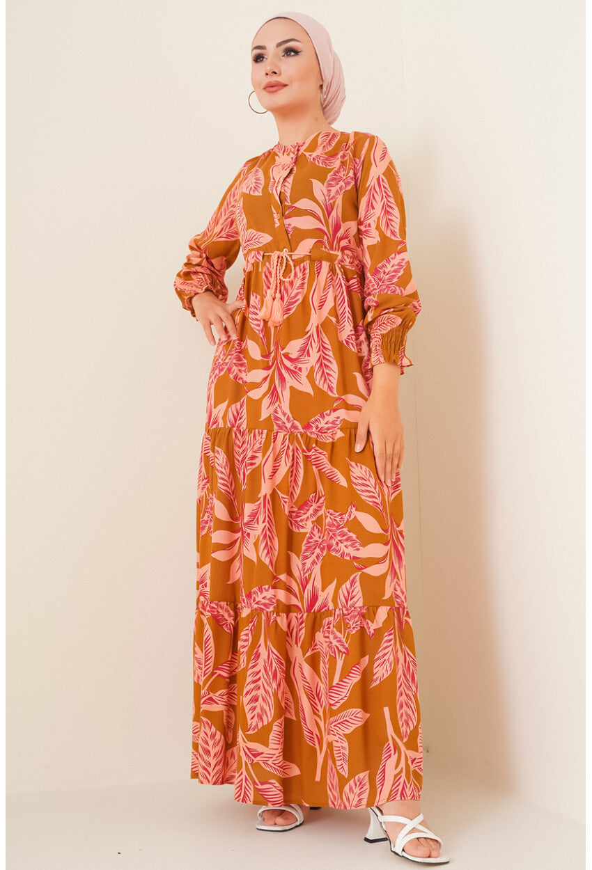 2145 Desenli Tesettür Elbise