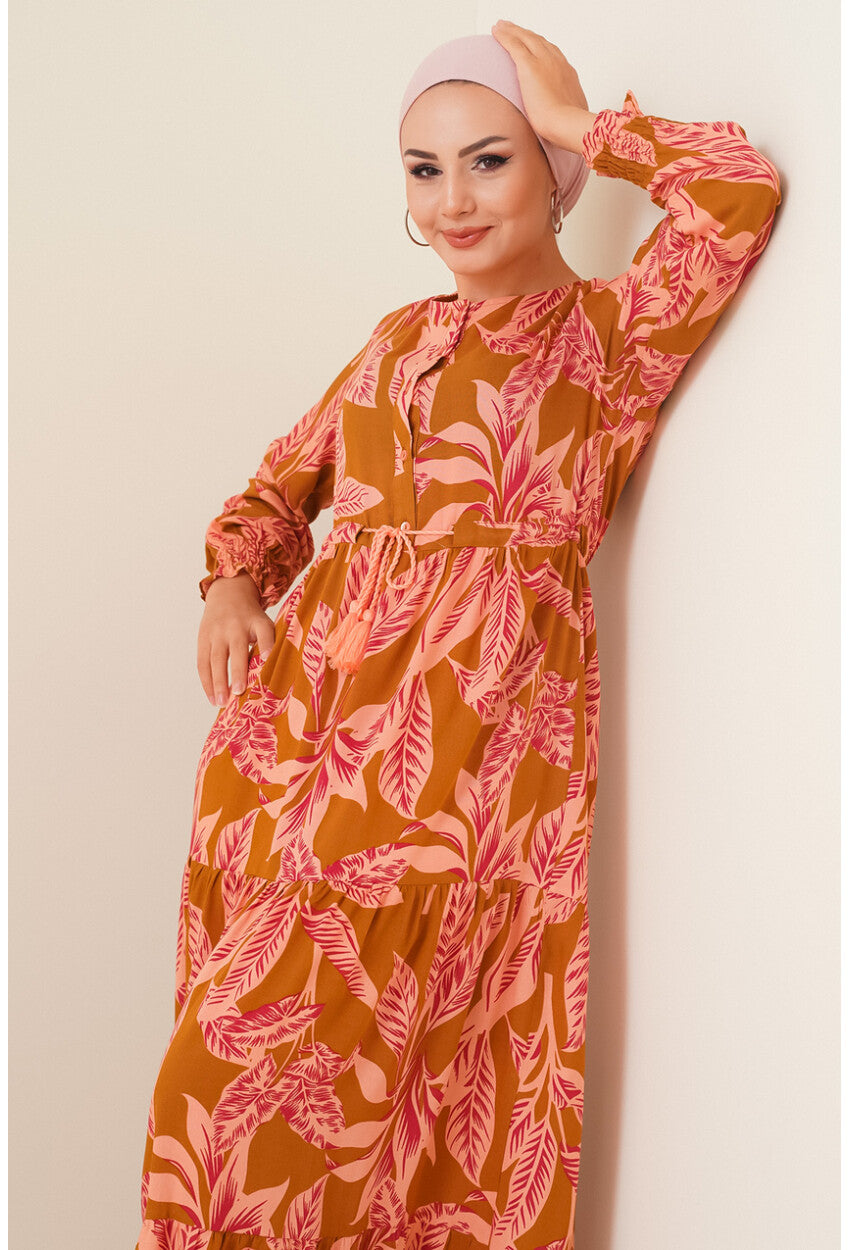 2145 Desenli Tesettür Elbise