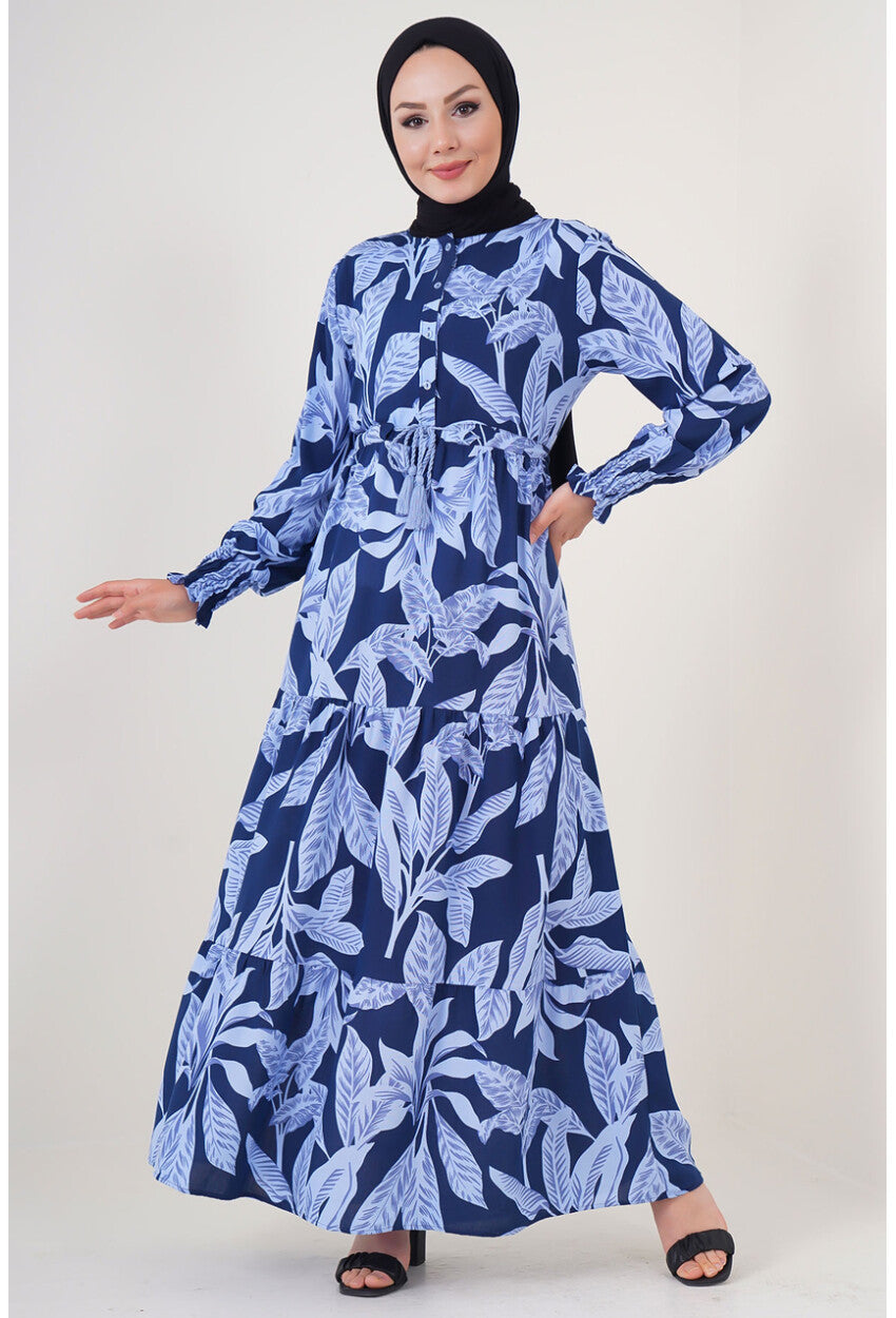 2145 Desenli Tesettür Elbise