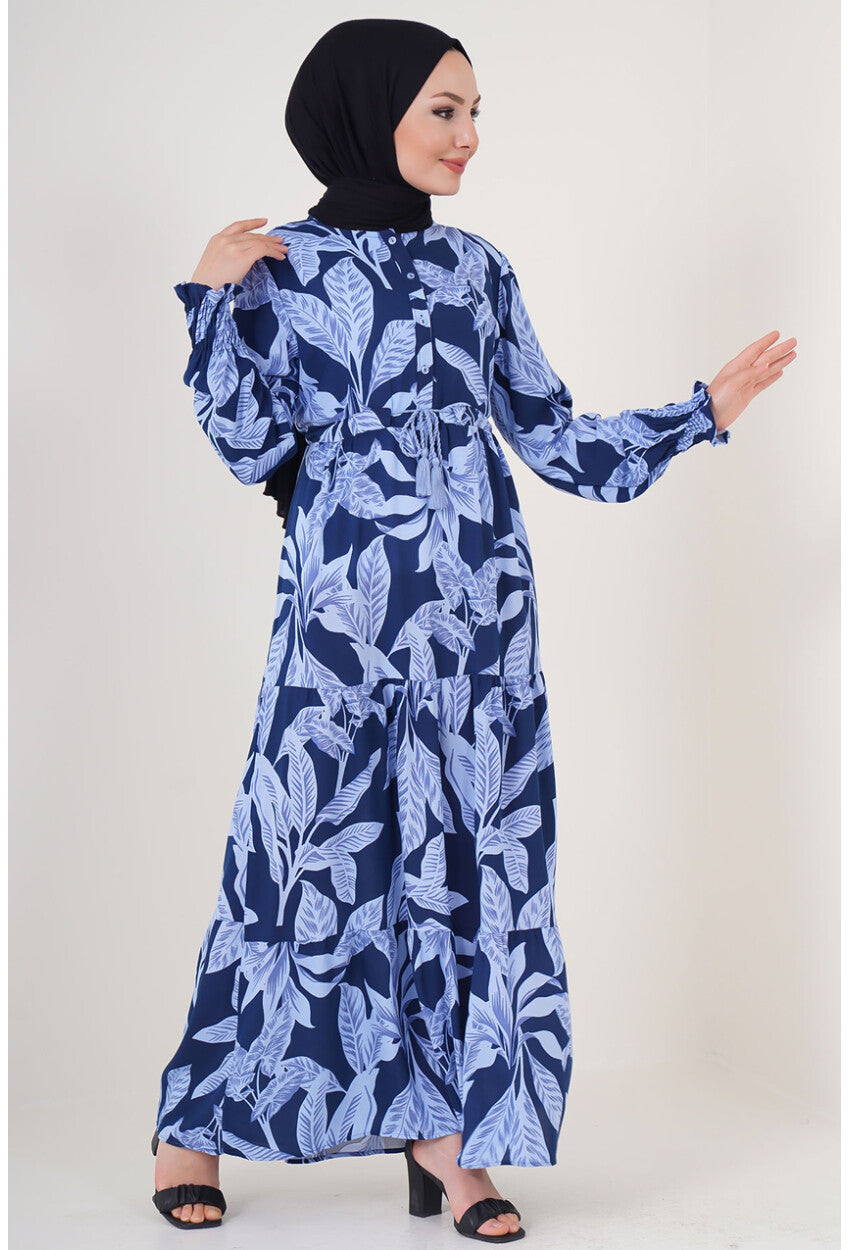 2145 Desenli Tesettür Elbise