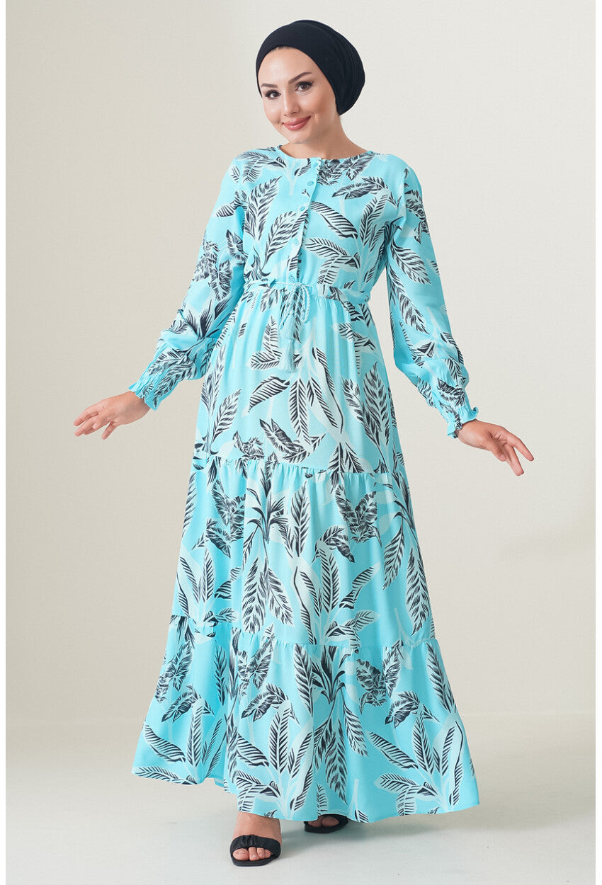 2145 Desenli Tesettür Elbise