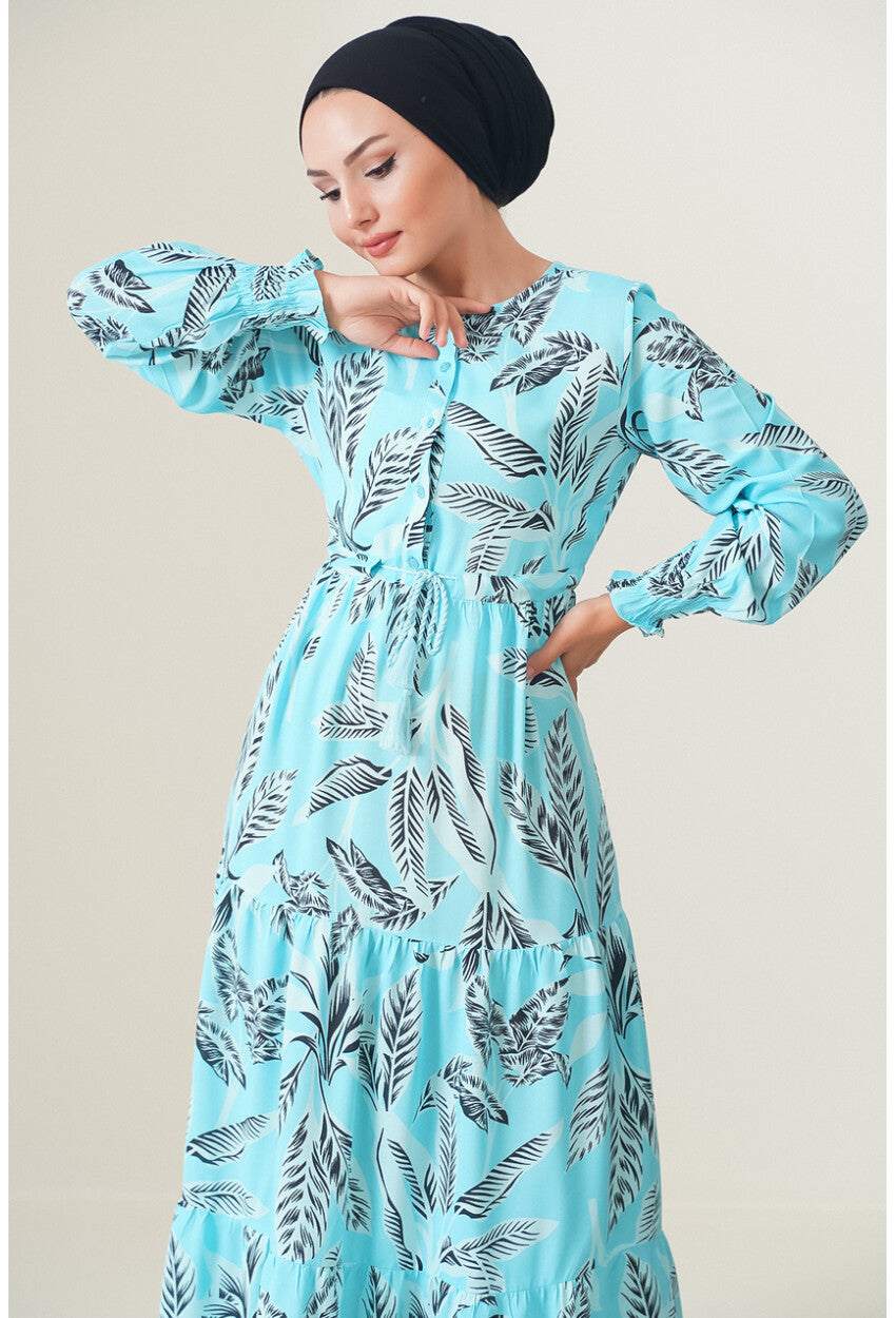 2145 Desenli Tesettür Elbise