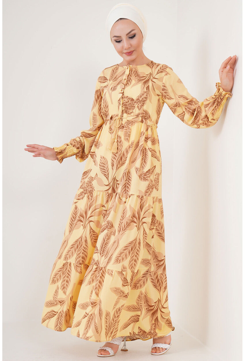 2145 Desenli Tesettür Elbise