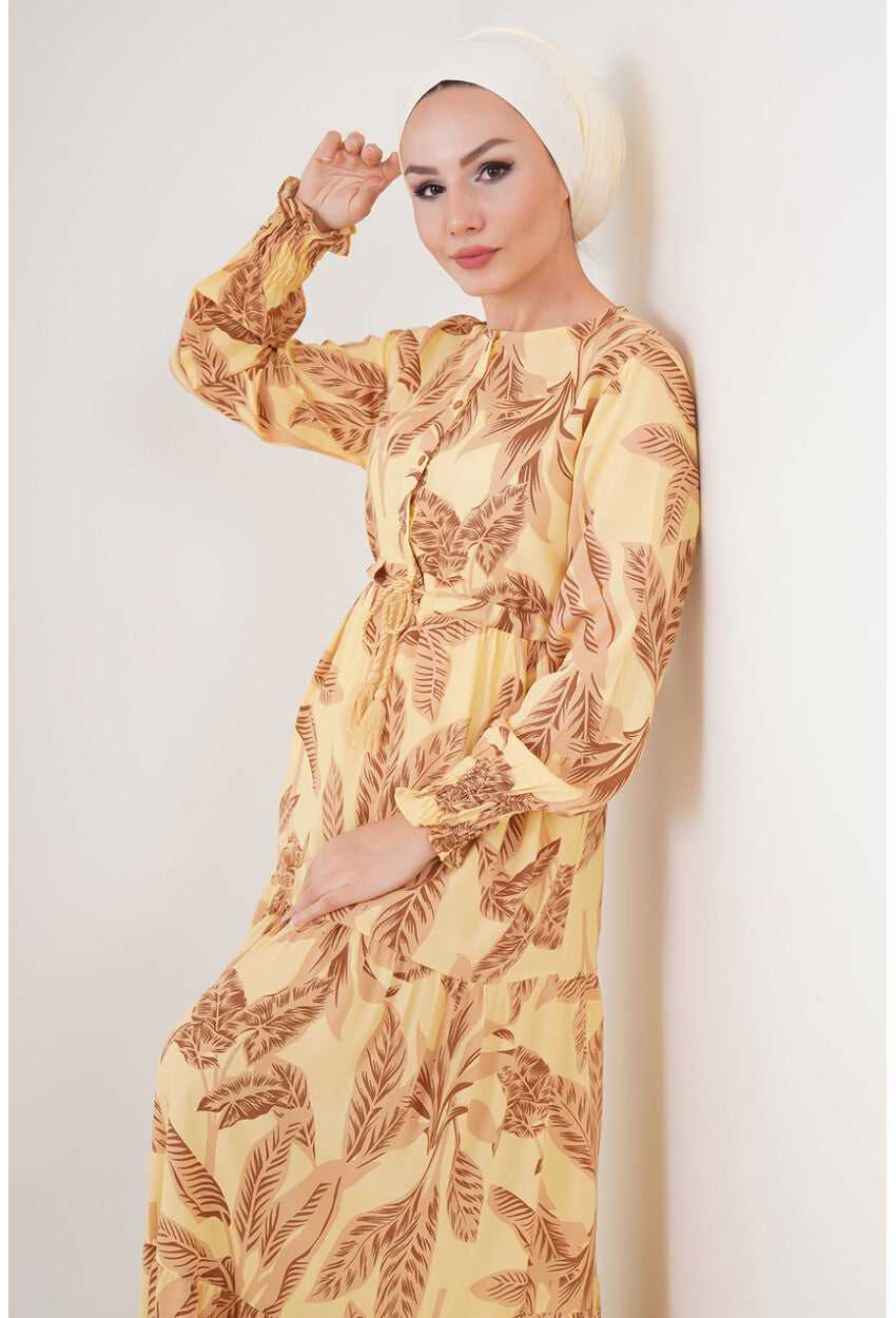 2145 Desenli Tesettür Elbise