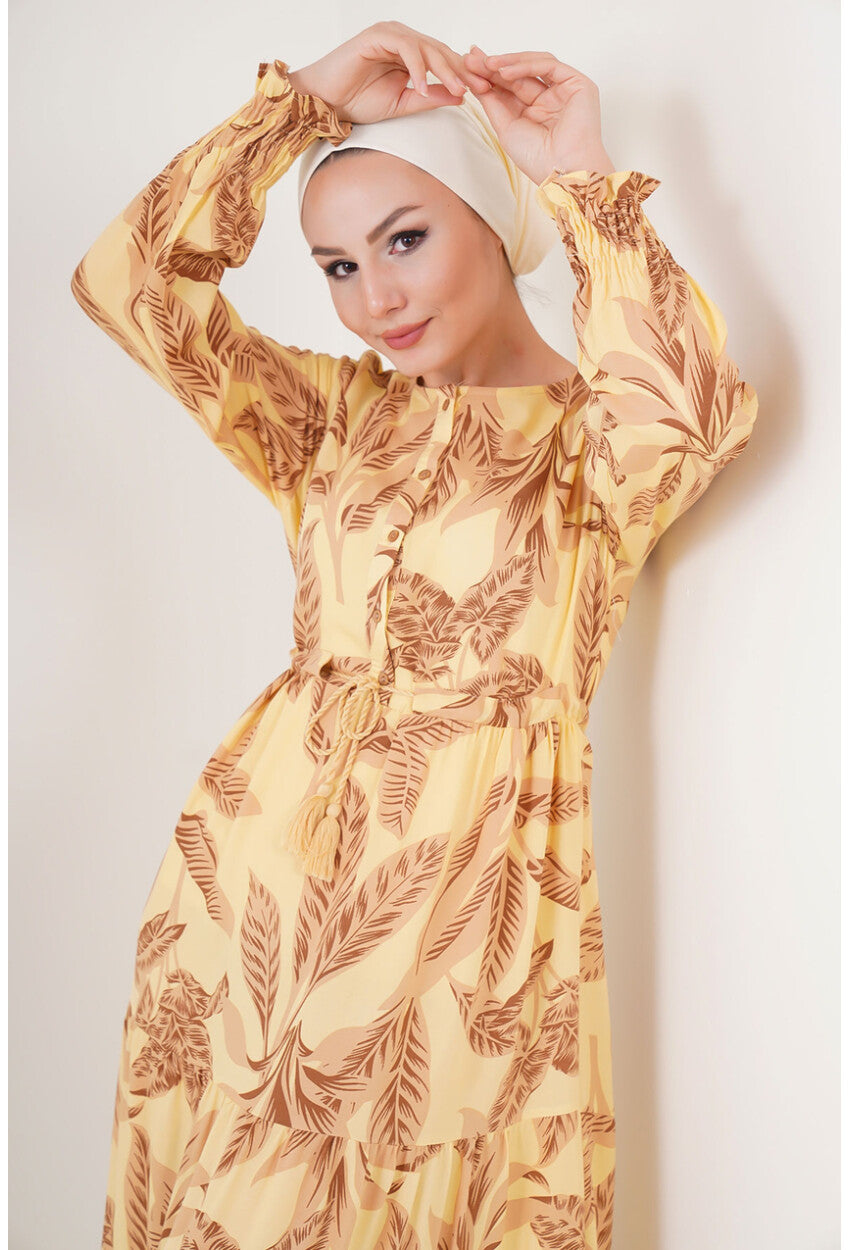 2145 Desenli Tesettür Elbise