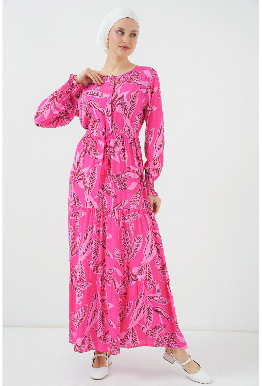 2145 Desenli Tesettür Elbise