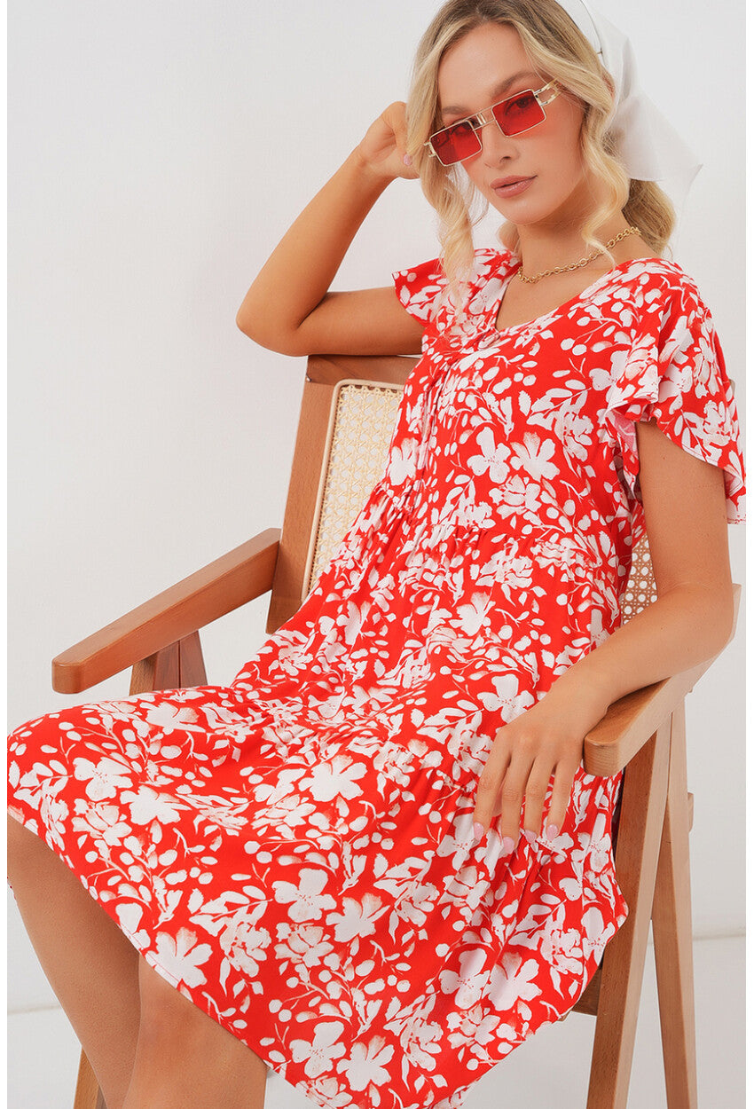 2352 V Yaka Kısa Elbise