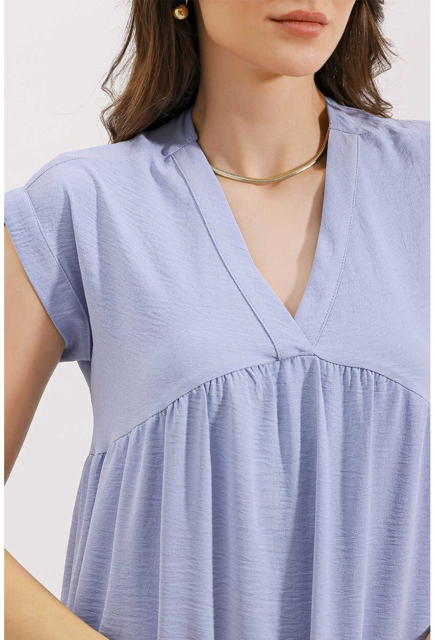 2398 V Yaka Volanlı Elbise