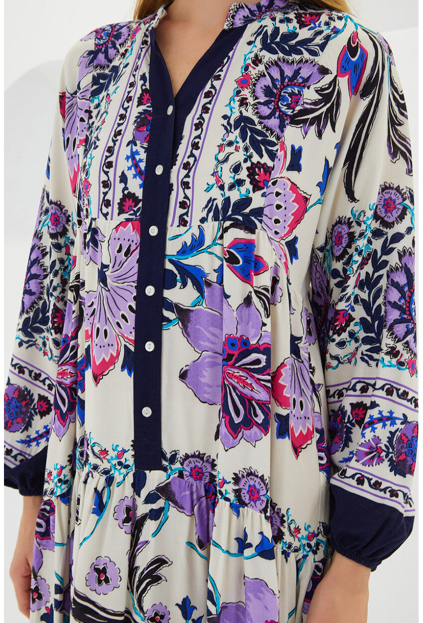 2423 Otantik Desenli Elbise