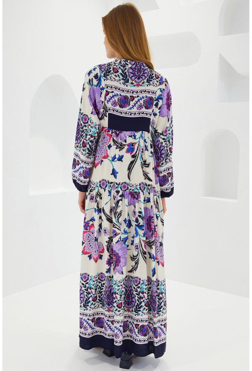 2423 Otantik Desenli Elbise