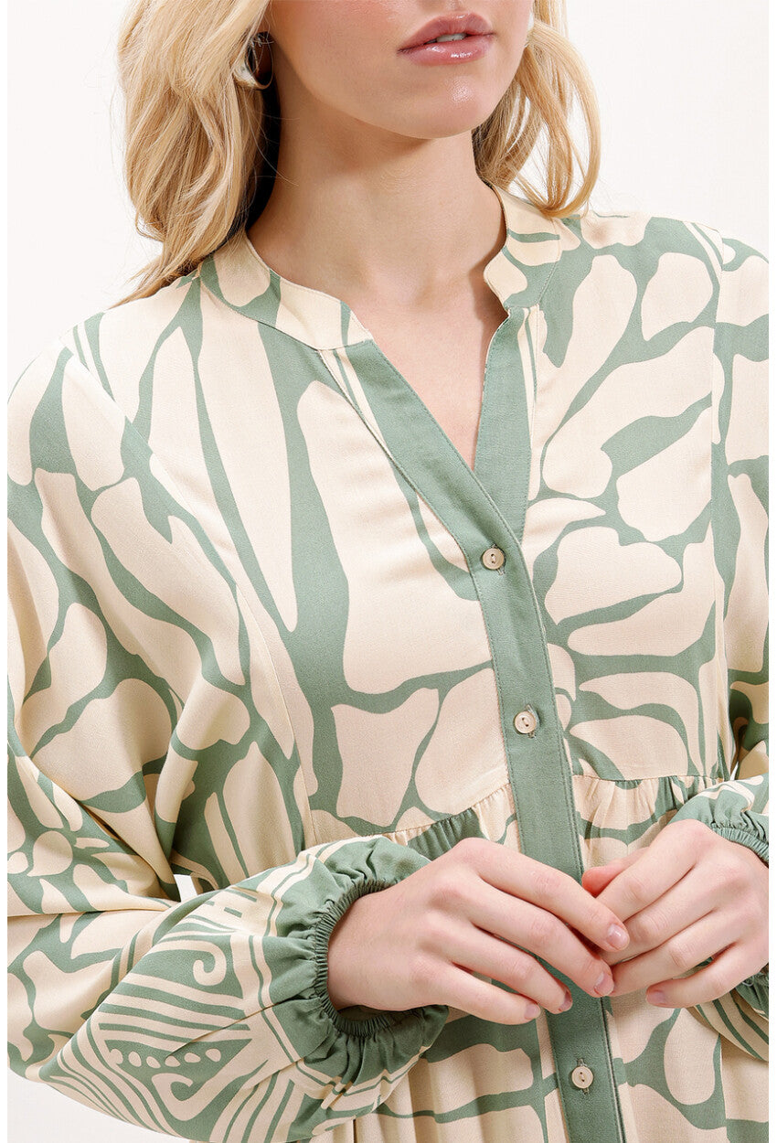 2423 Otantik Desenli Elbise