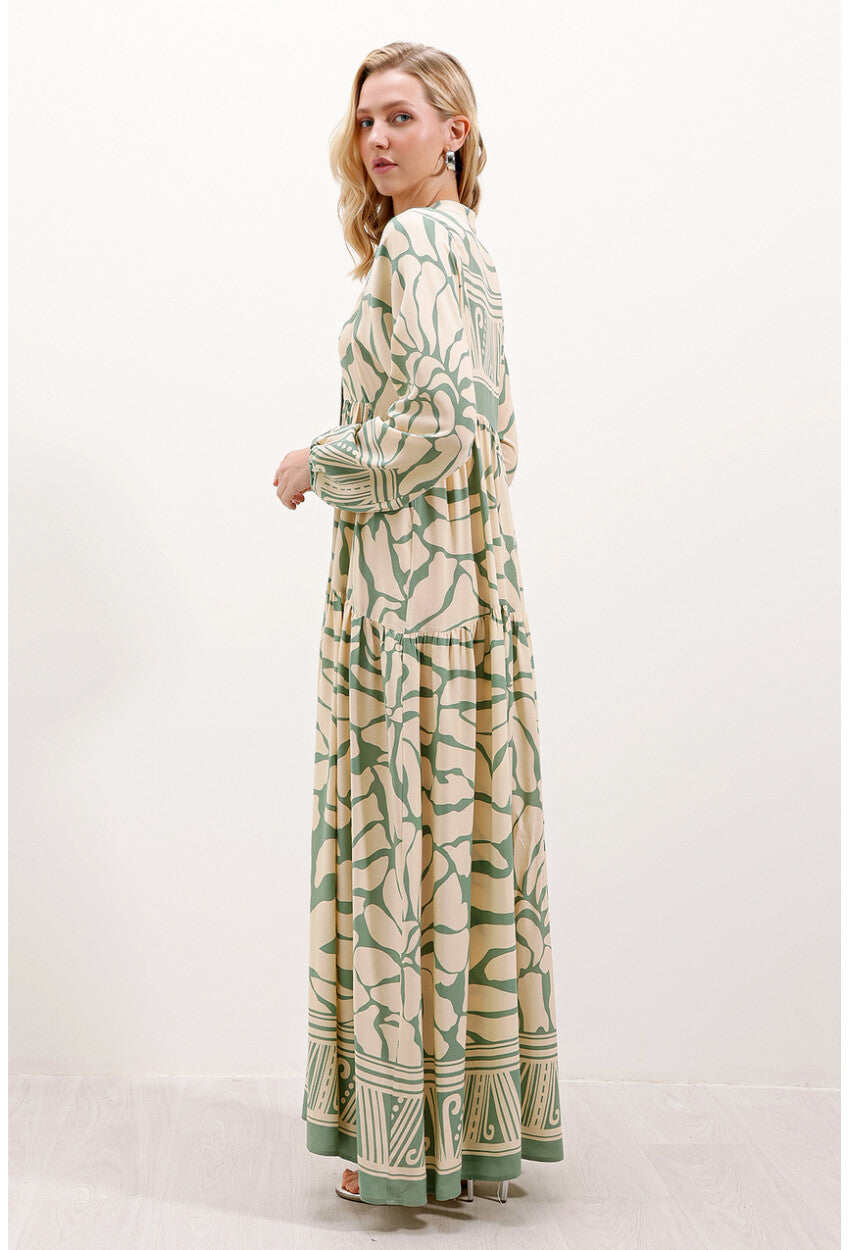 2423 Otantik Desenli Elbise