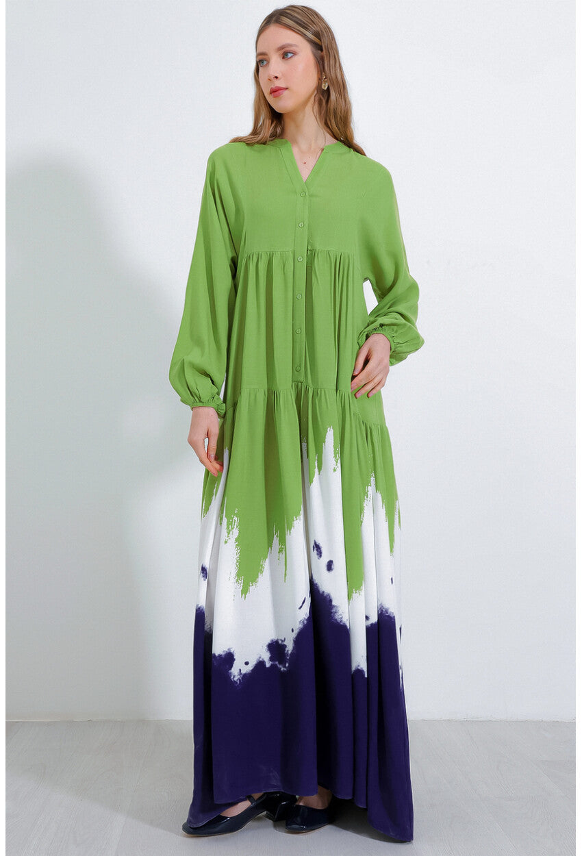 2423 Otantik Desenli Elbise