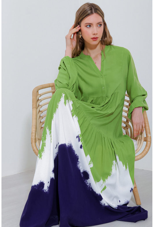 2423 Otantik Desenli Elbise