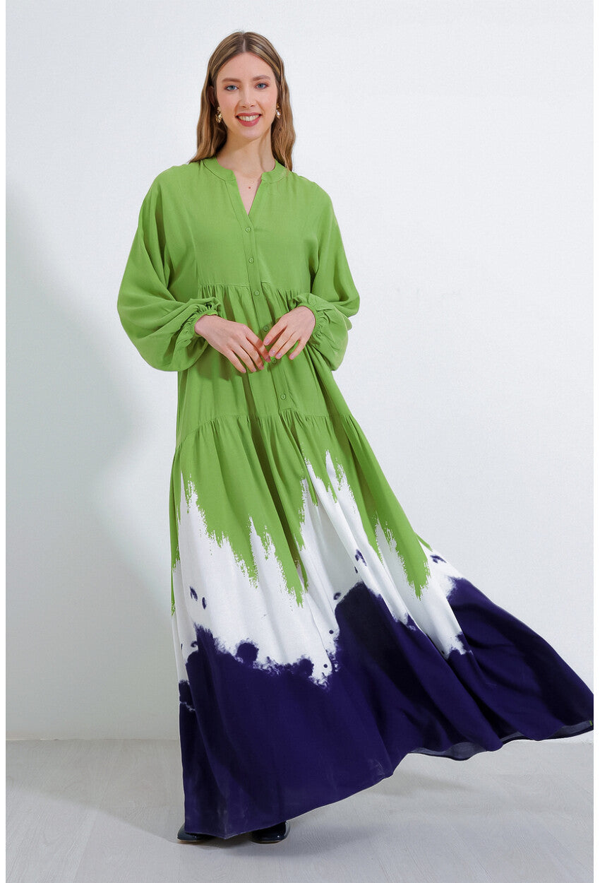 2423 Otantik Desenli Elbise