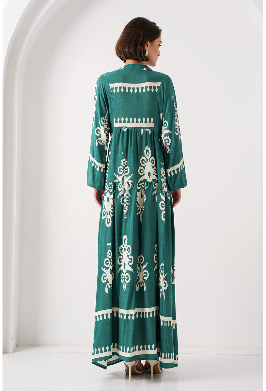 2423 Otantik Desenli Elbise