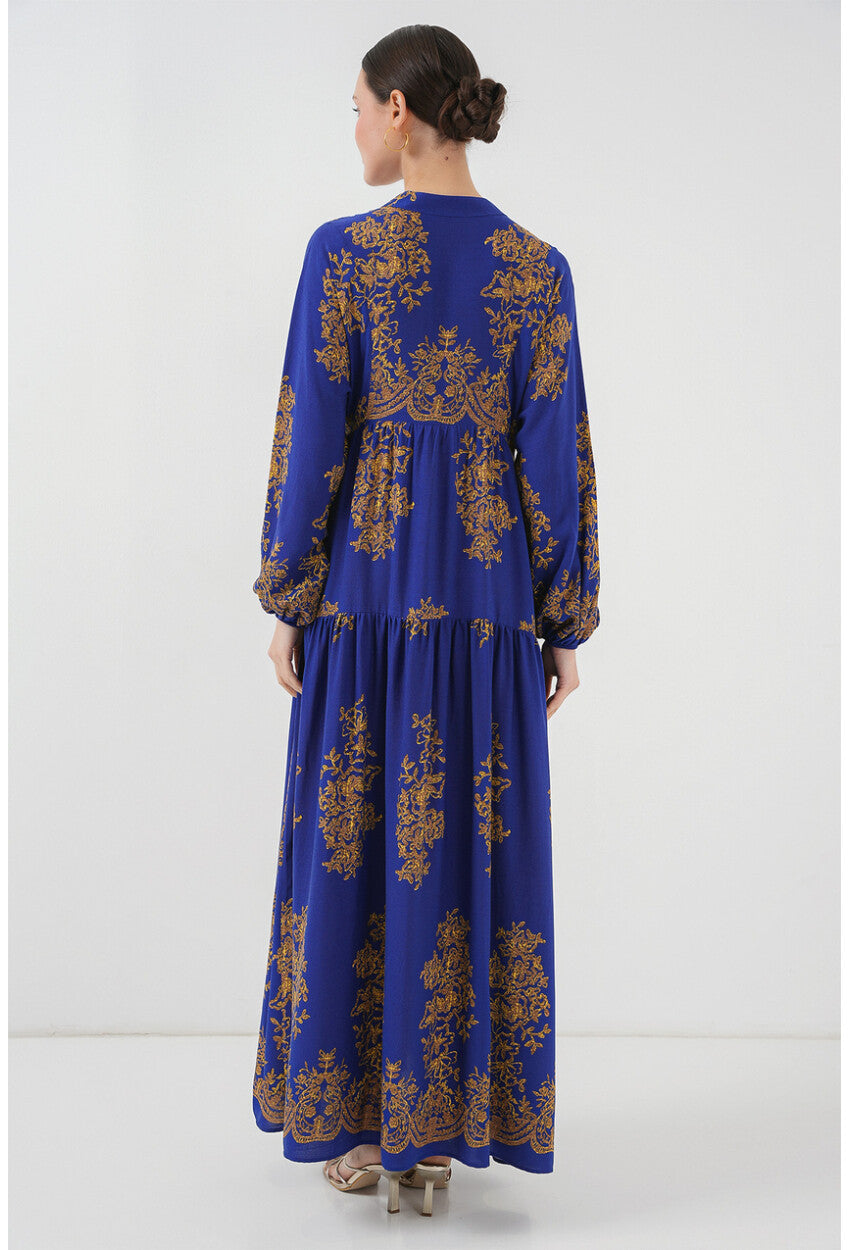 2423 Otantik Desenli Elbise