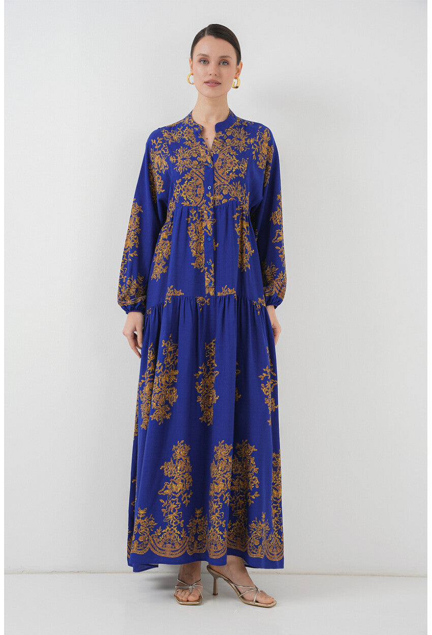 2423 Otantik Desenli Elbise