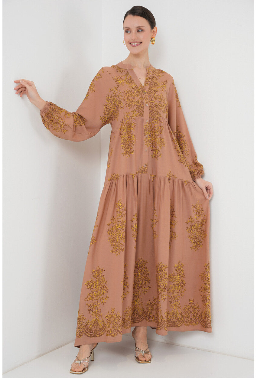 2423 Otantik Desenli Elbise