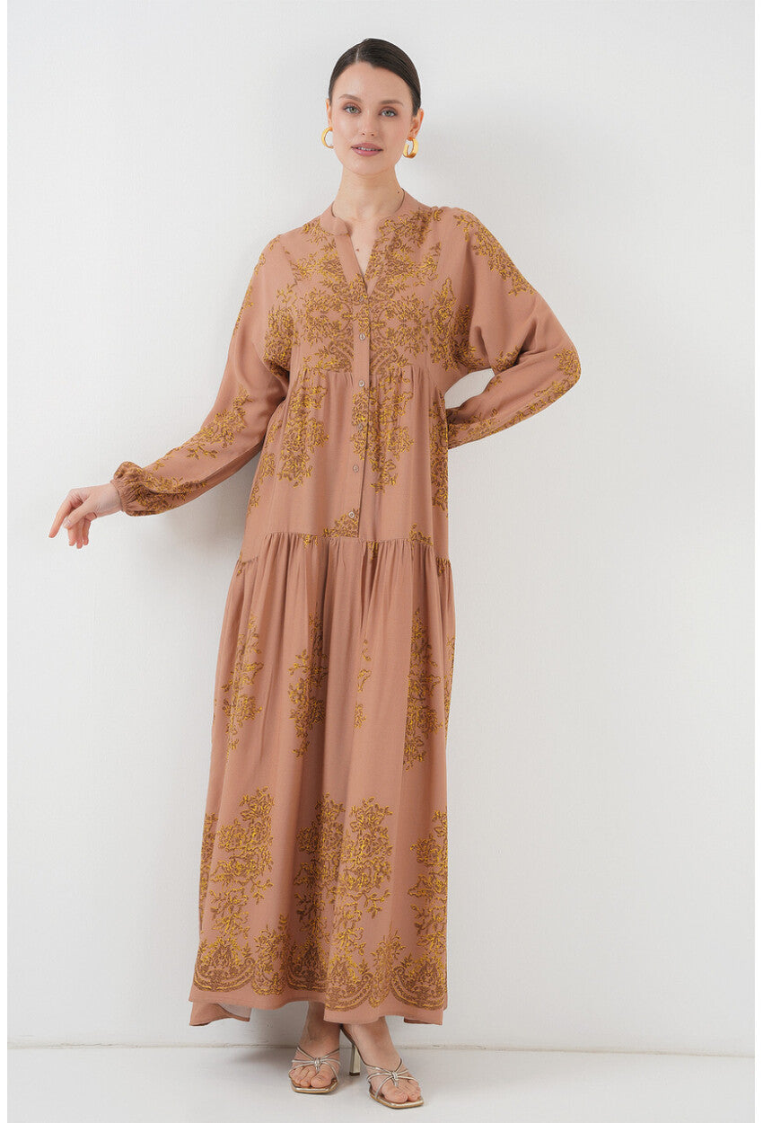 2423 Otantik Desenli Elbise