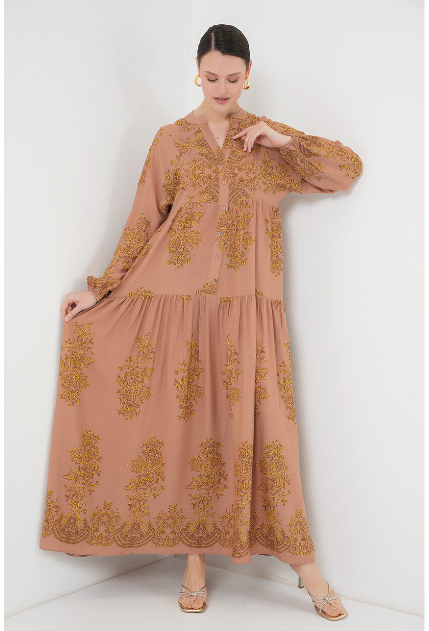 2423 Otantik Desenli Elbise