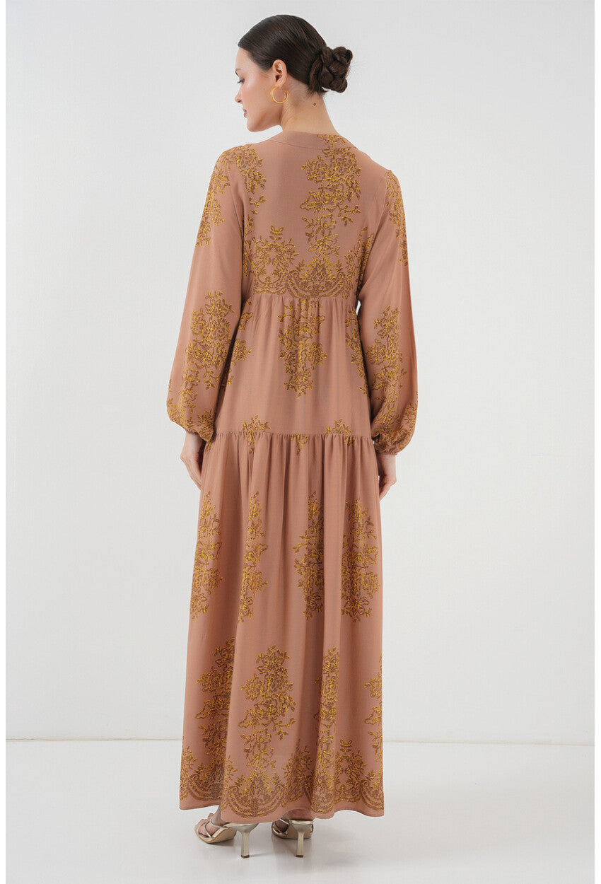 2423 Otantik Desenli Elbise