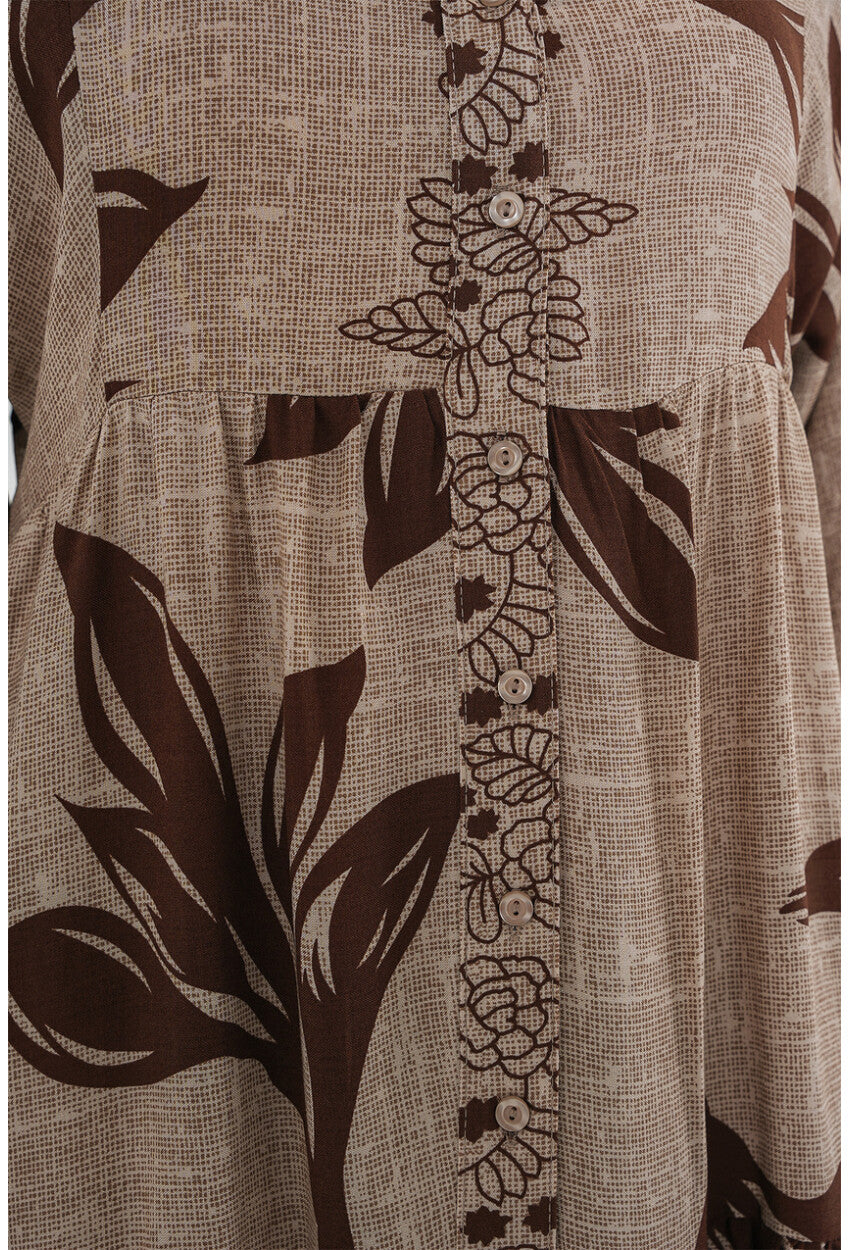 2423 Otantik Desenli Tesettür Elbise