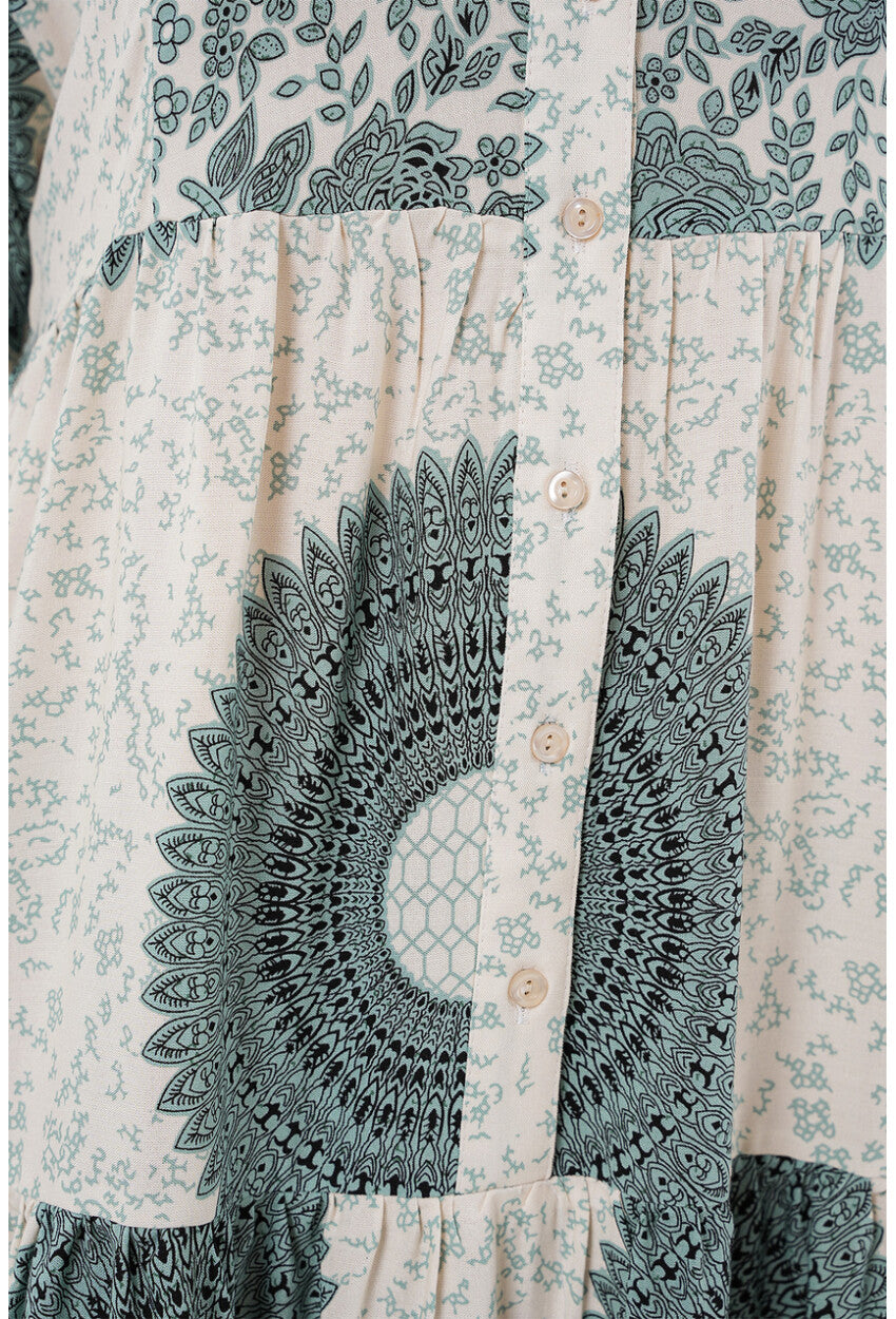 2423 Otantik Desenli Tesettür Elbise