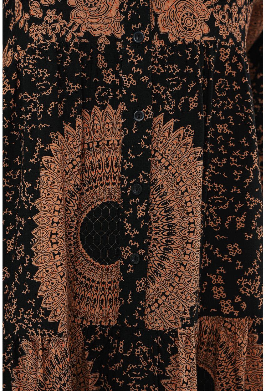 2423 Otantik Desenli Tesettür Elbise